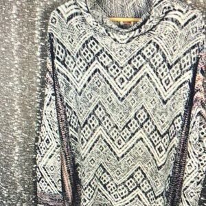 Mossimo Cowl Neck Poncho Sweater Geometric Pattern